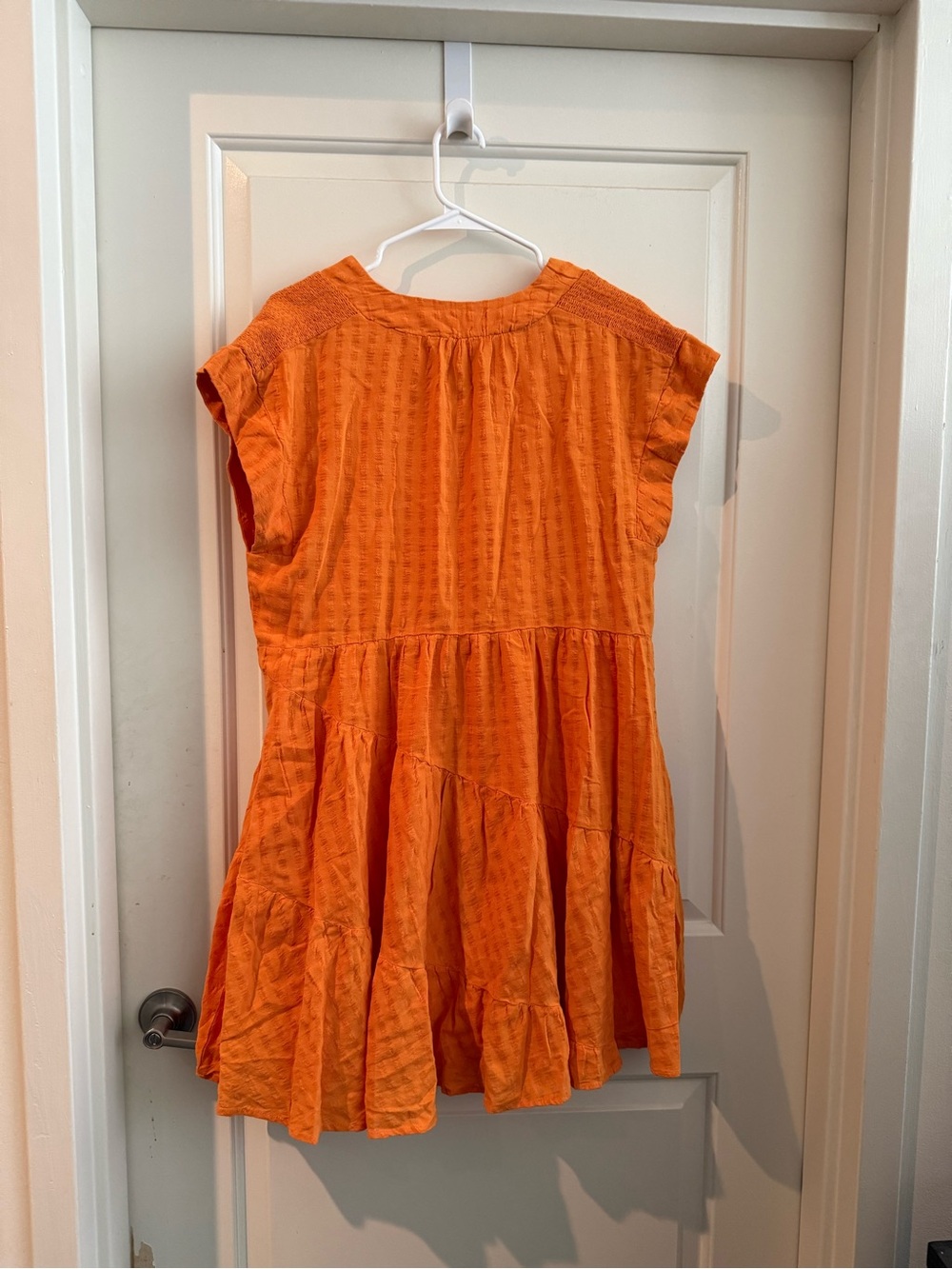 Maeve Anthropologie Maeve Orange Textured V-Neck Dress - Picture 2 of 3
